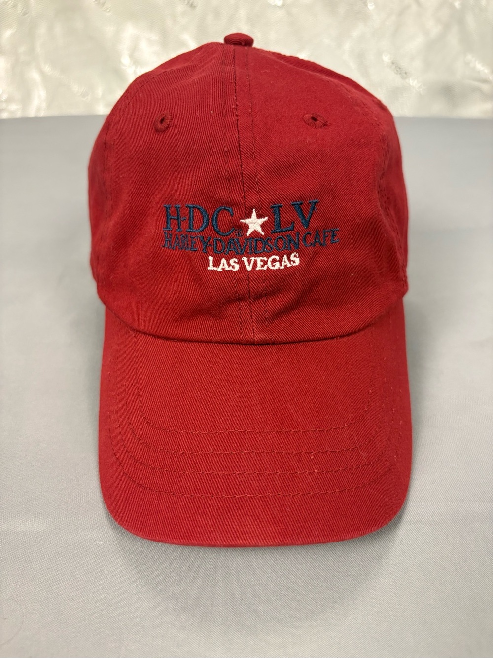 Harley Davidson Cafe Las Vegas Red Dad Hat Adjustable Embroidered Cap